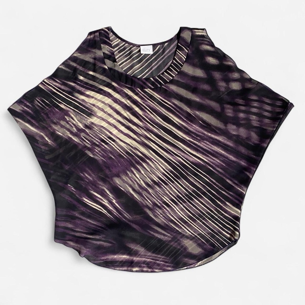 2010s Suzy Shier sheer batwing flowy top